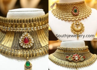 antique gold chokers by malabar gold and diamonds