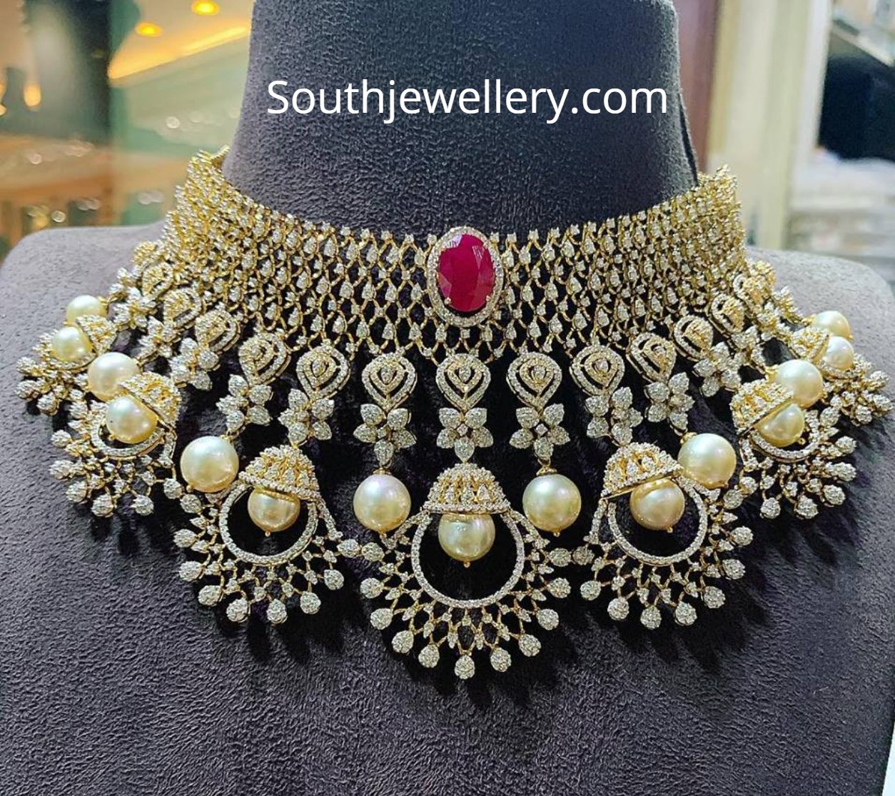 Choker necklace on sale designs in diamond