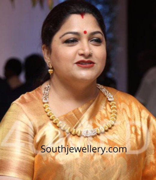 khushbu sundar gold necklace