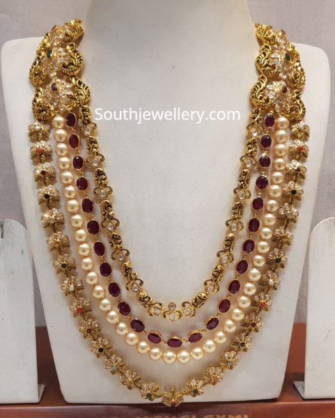 uncut diamond pearls mala