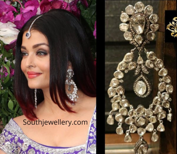 aishwarya bachchan diamond earrings at akash ambani wedding