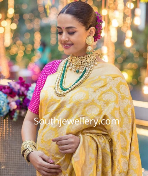 surveen chawla baby shower jewellery photos