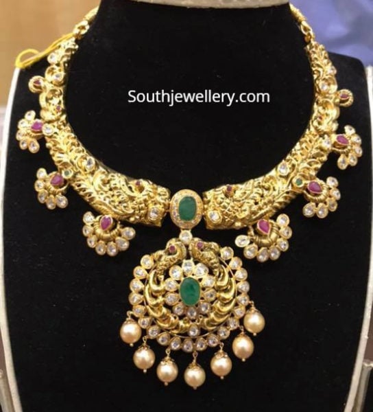 antique gold kanthi nakshi necklace