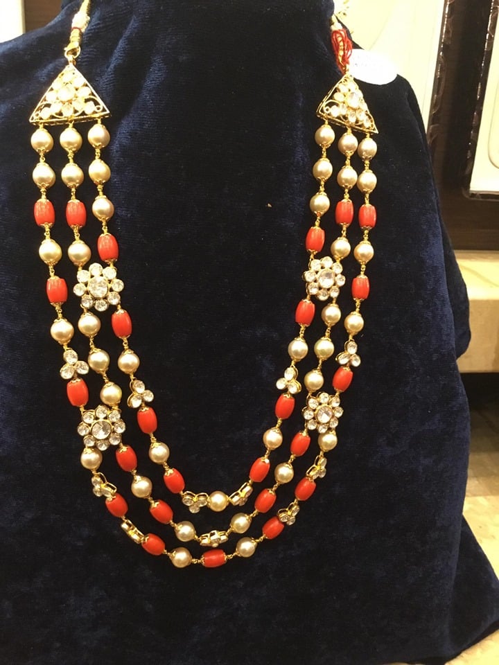 Coral beads and south sea pearl mala - Indian Jewellery Designs