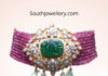 ruby choker with polki emerald pendant