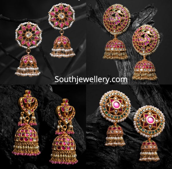 antique gold ruby jhumkas