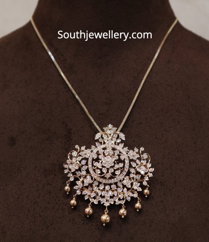 Gold chain with pacchi diamond pendant Indian Jewellery Designs