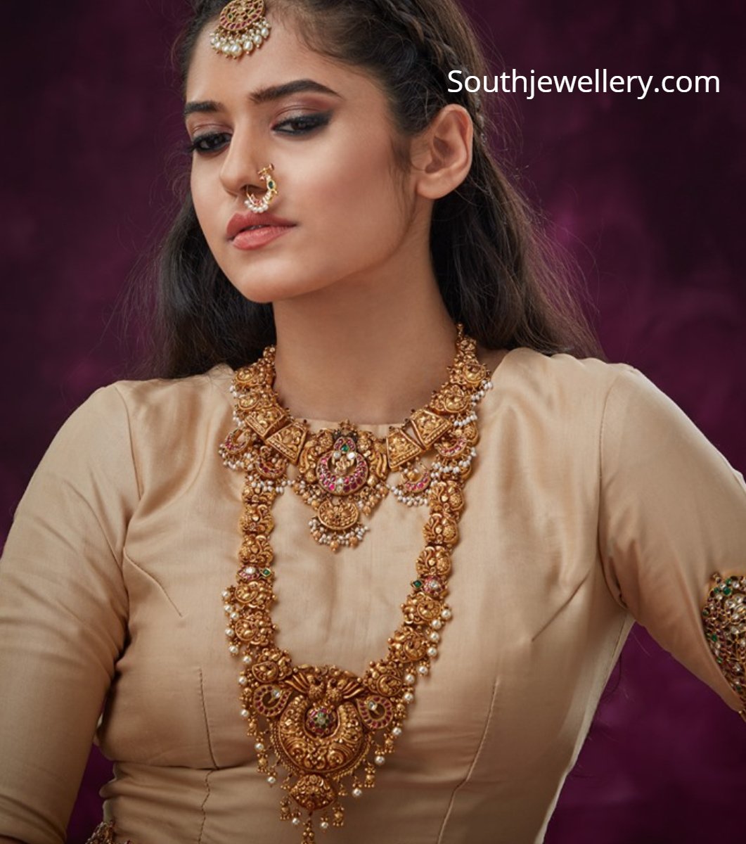 Royal Antique Gold Necklace Set: Gift/Send Dhanteras Gifts Online J11150933  |IGP.com