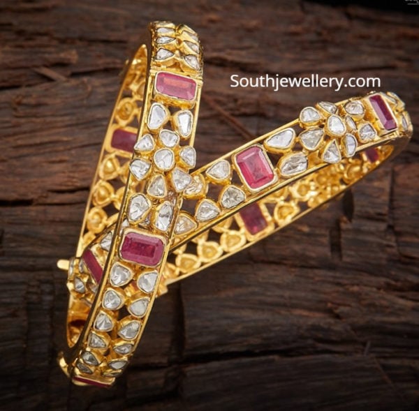 uncut diamond and ruby bangles