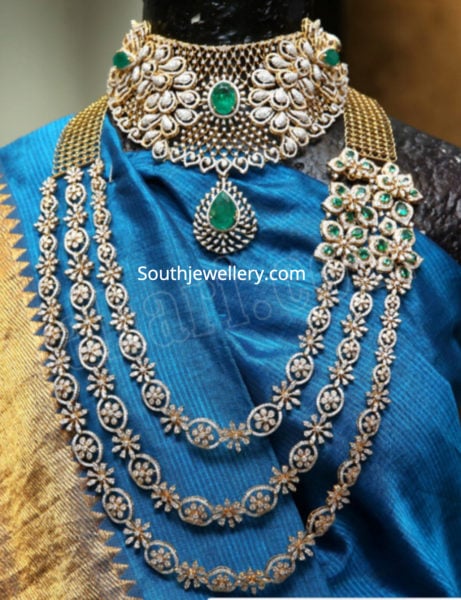 diamond necklace and layered haram