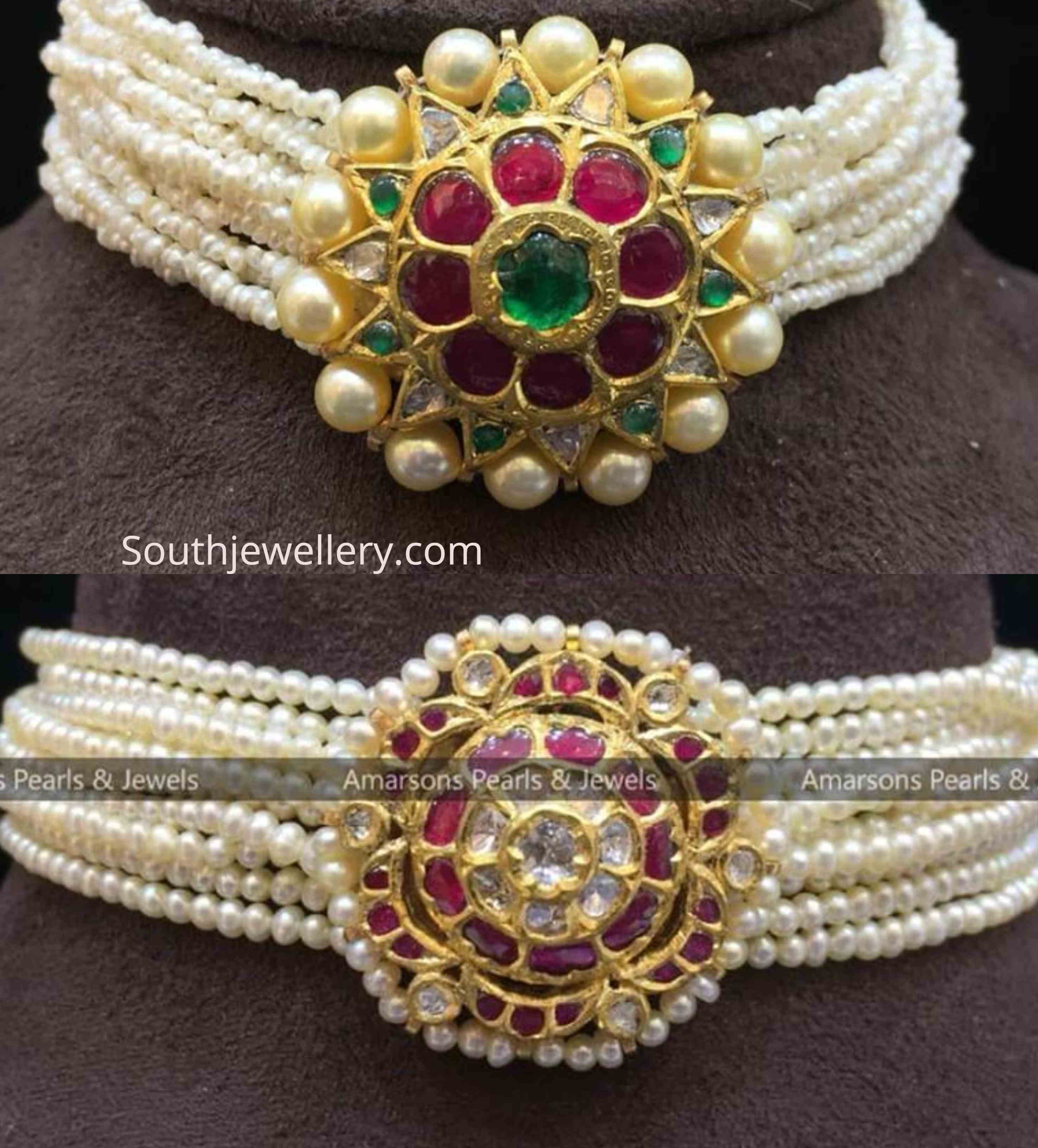 pearl choker necklace gold