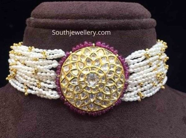 indian pearl choker necklace designs