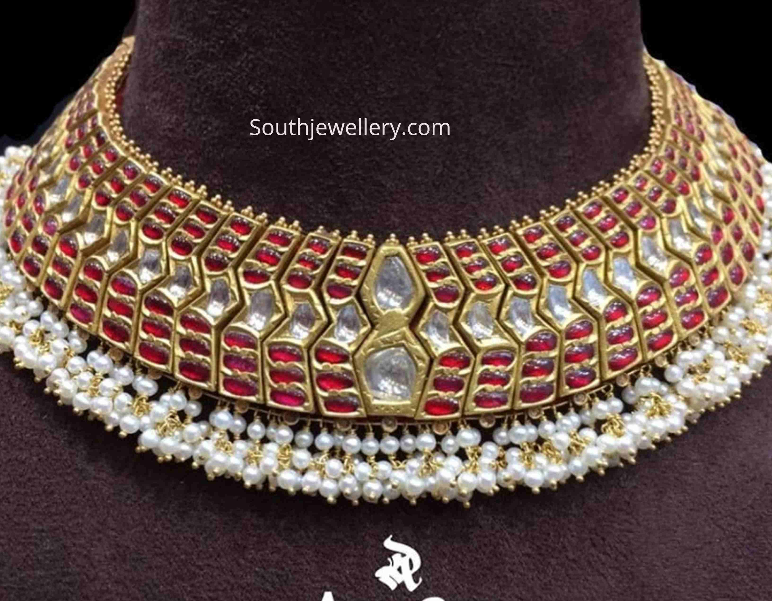 Traditional Antique Gold Kundan Choker Indian Jewellery Designs Traditional Antique Gold Kundan Choker