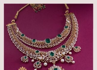 layered diamond emerald necklace