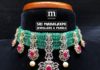 emerald beads and diamond choker