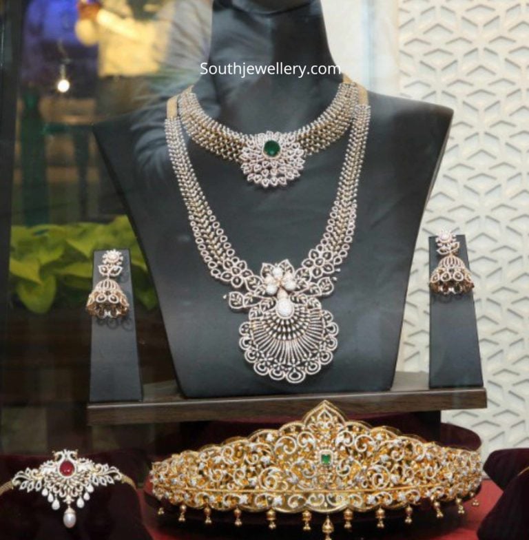 Bridal diamond jewellery set by Tanishq Indian Jewellery Designs
