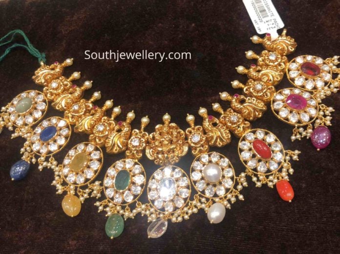 navaratna necklace in gold