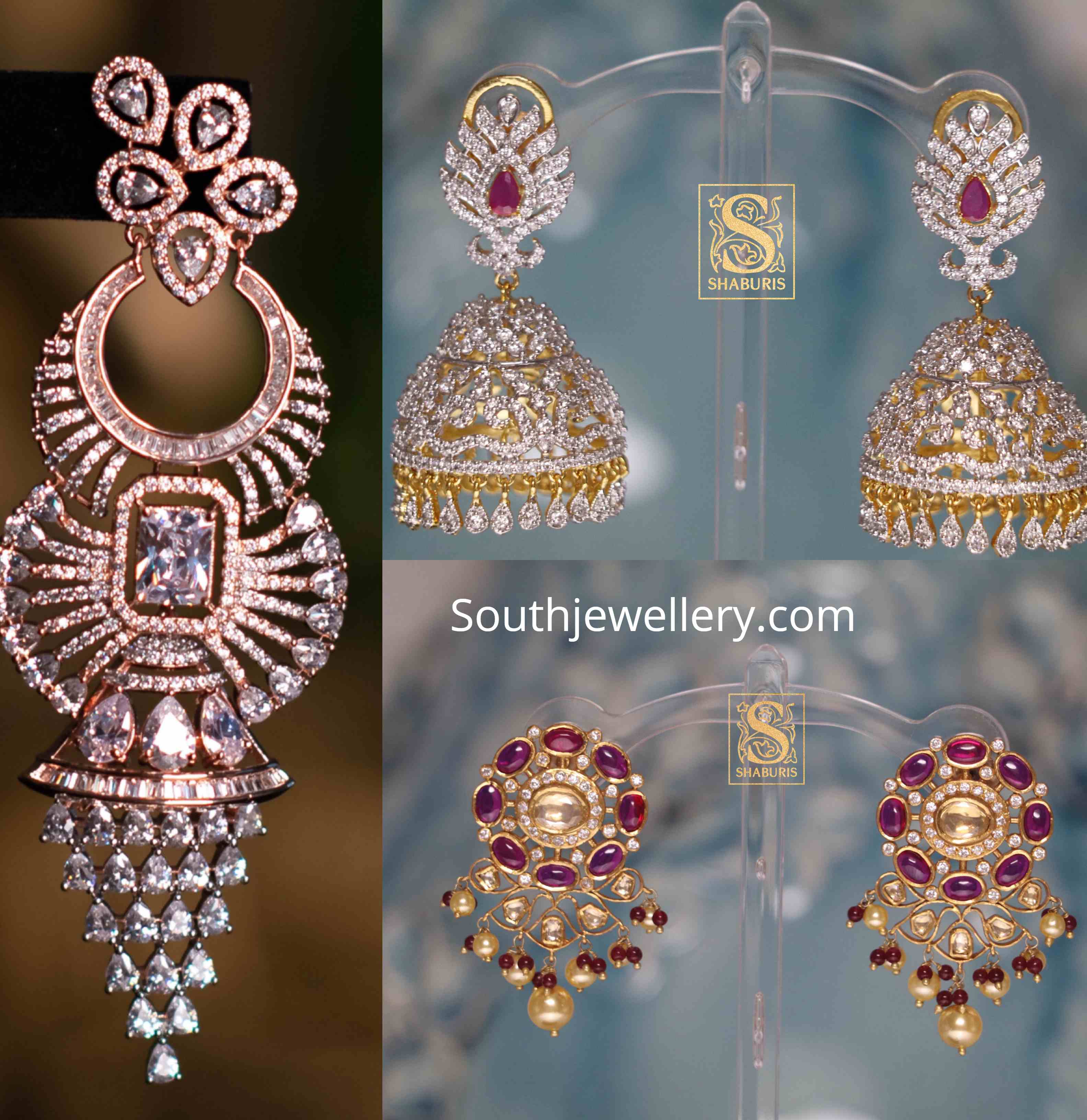 Gold plated silver earrings by Shaburis Indian Jewellery Designs