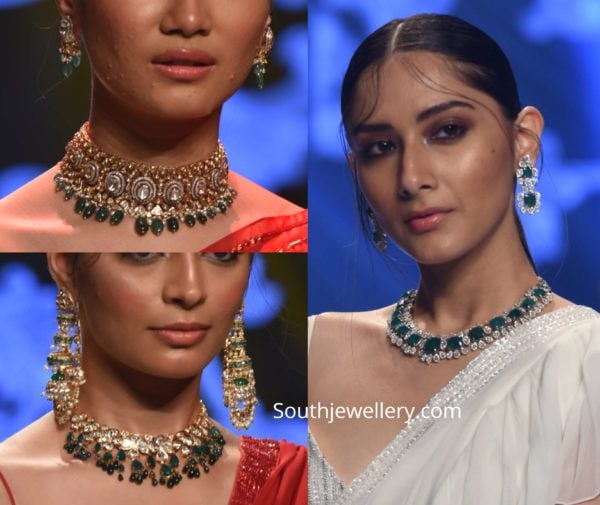 polki diamond and emerald necklace sets