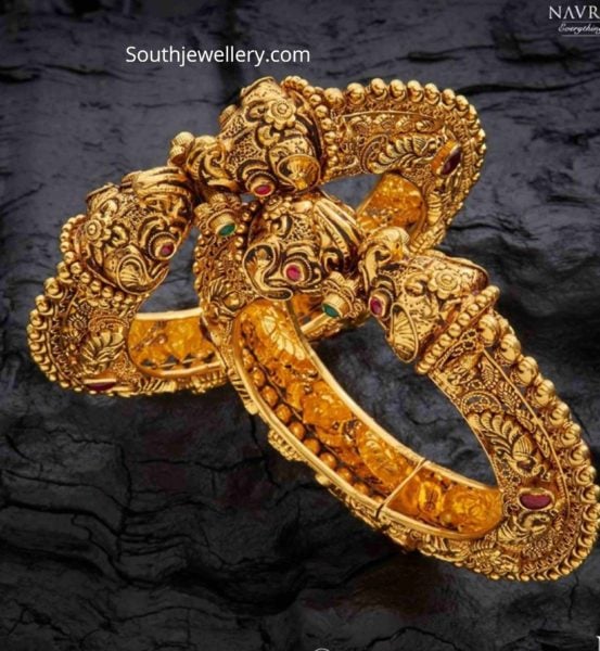 antique gold nakshi kada bangles