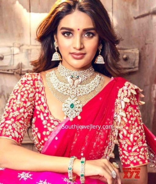 nidhhi agerwal in diamond jewellery