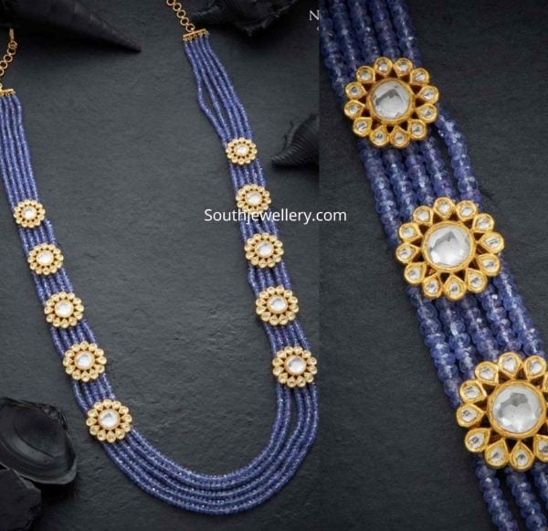 blue sapphire beads long necklace