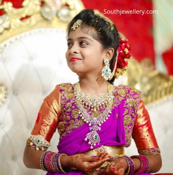 half saree matching jewellery
