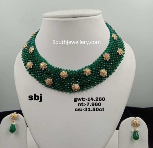 woven emerald beads necklace