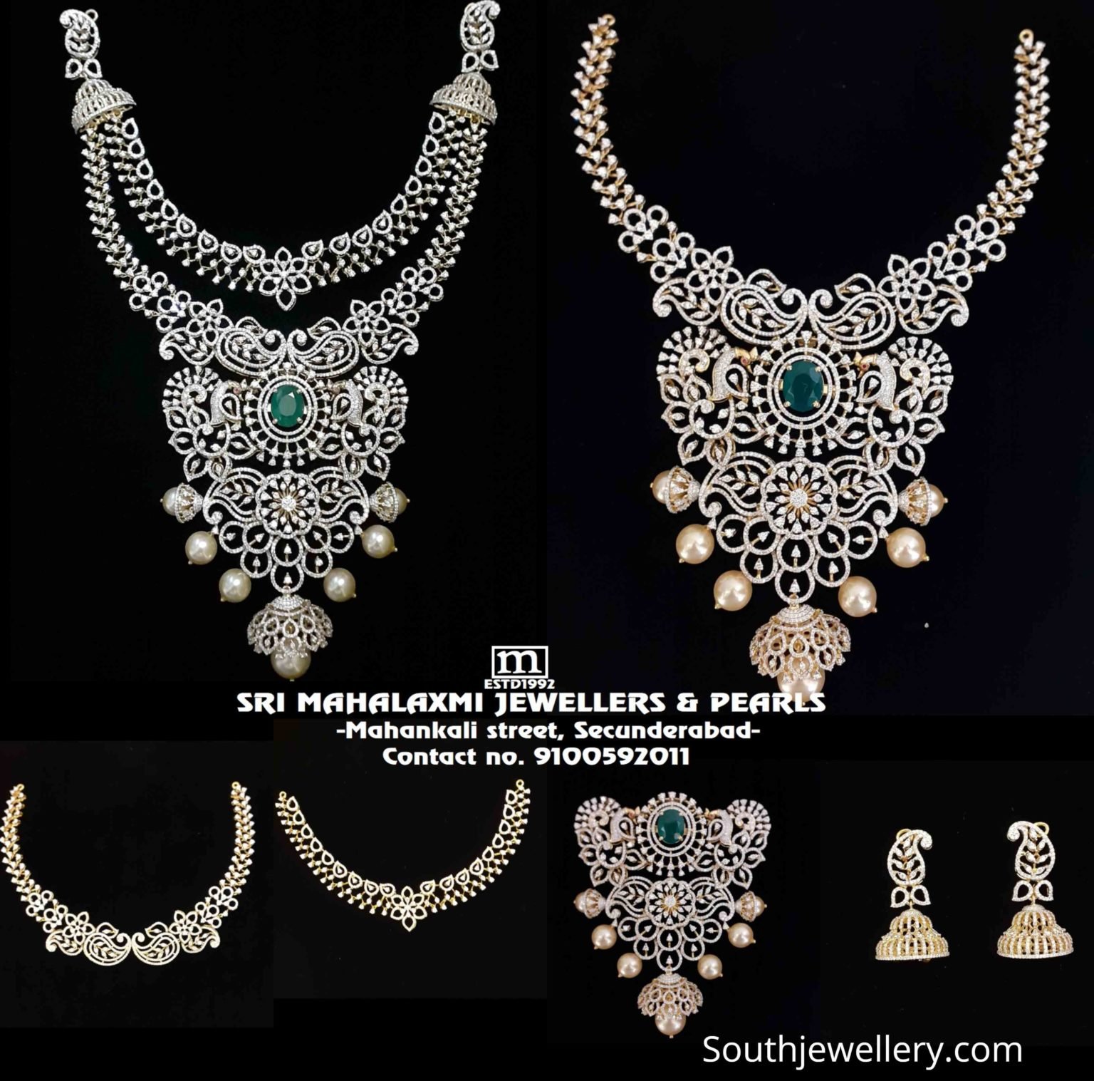 5 in 1 Detachable diamond necklace Indian Jewellery Designs
