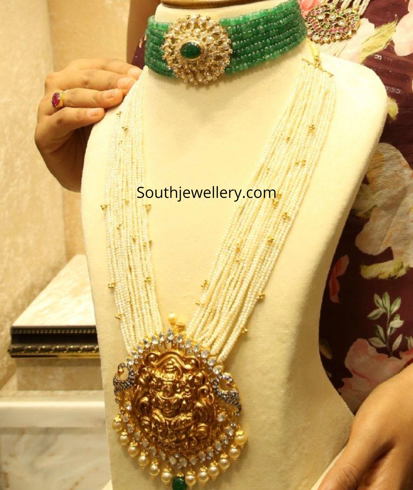 Gold pearl long necklace Clearance
