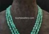 emerald beads necklace with kundan pendant