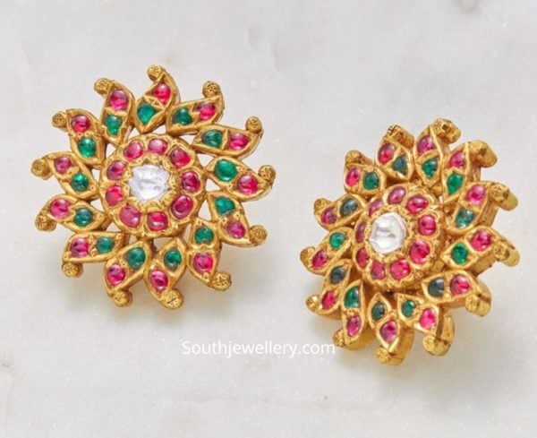 floral kundan stud designs (5)