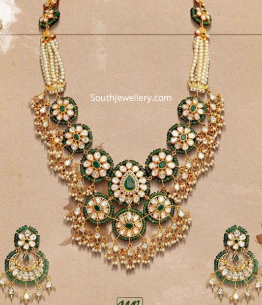 floral polki emerald necklace