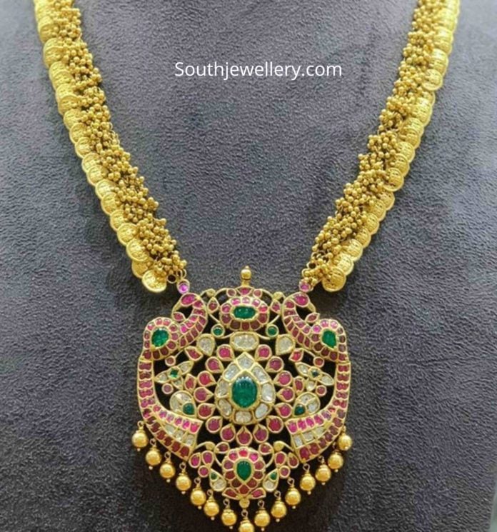 lakshmi kasu haram with kundan pendant