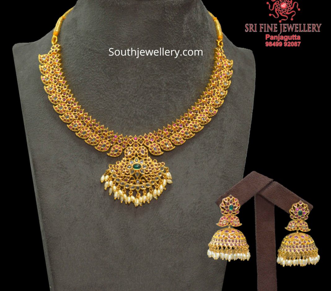 One gram gold necklace sets by Sri Fine jewellery Indian Jewellery