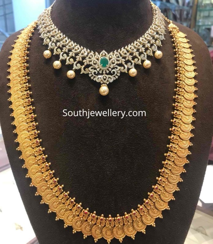 diamond necklace and lakshmi kasu haram