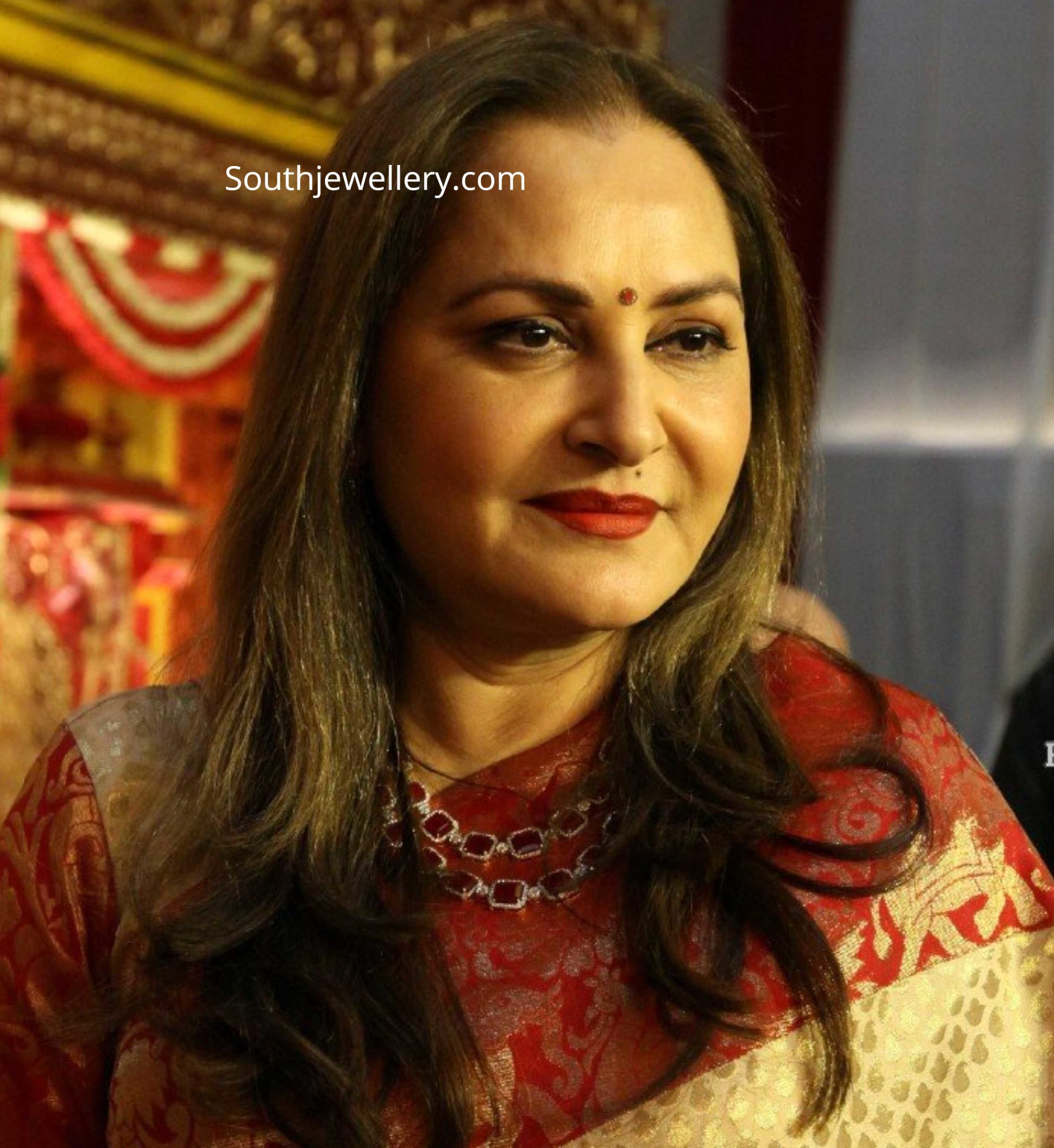 Jaya Prada In A Two Step Diamond And Ruby Necklace