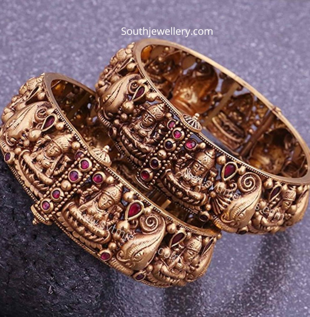 Antique gold Lakshmi bangles Indian Jewellery Designs