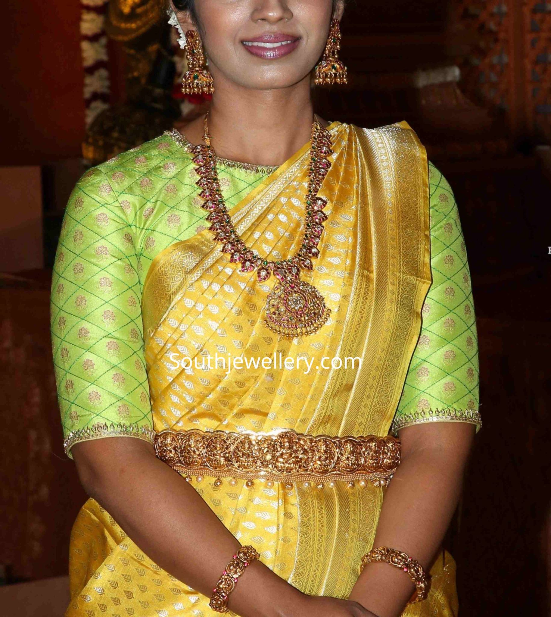 Antique kundan mango mala and Lakshmi vaddanam