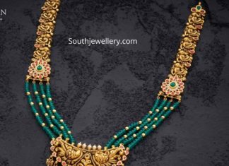 antique gold nakshi necklace with emerald beads