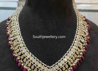 uncut diamond and ruby beads necklace