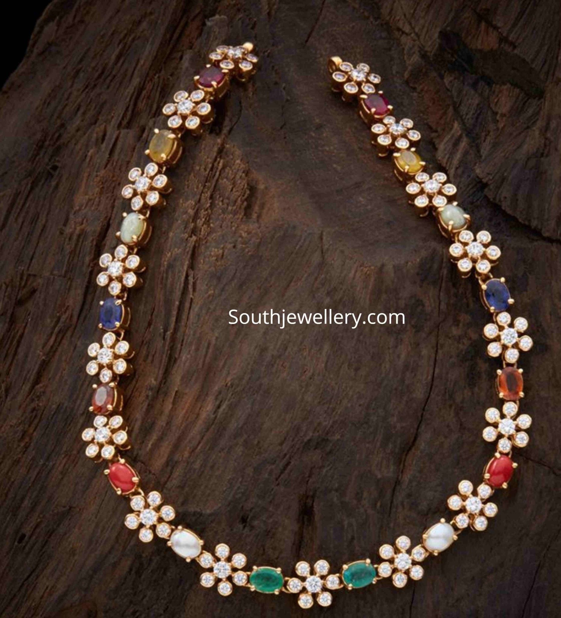 Diamond and gemstones necklace Indian Jewellery Designs