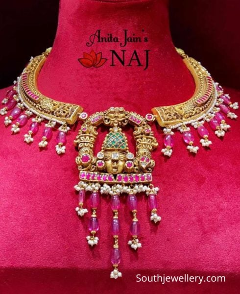 gold kante necklace with balaji pendant