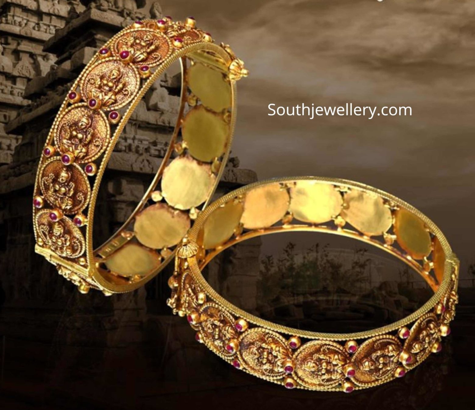 22k Gold Lakshmi Kasu Bangles Indian Jewellery Designs