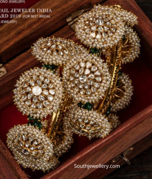 uncut diamond and pearl bangles