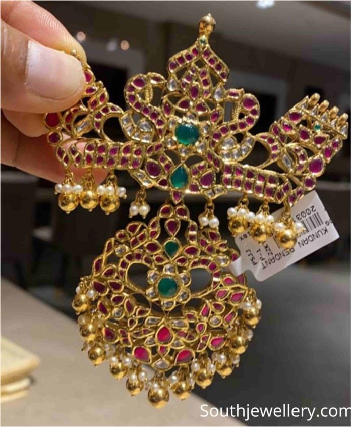 peacock kundan pendant (2)