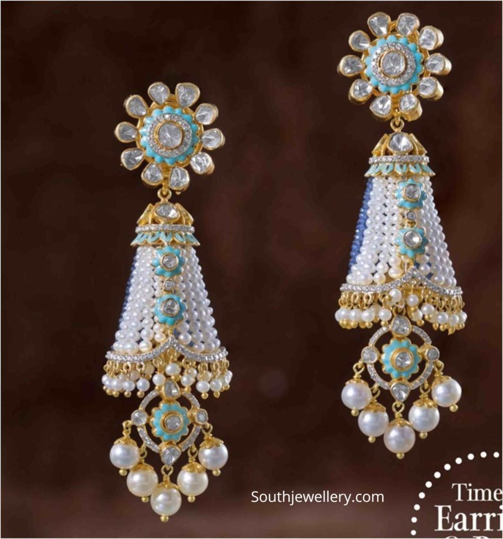 22k Gold beaded tassel earrings Indian Jewellery Designs