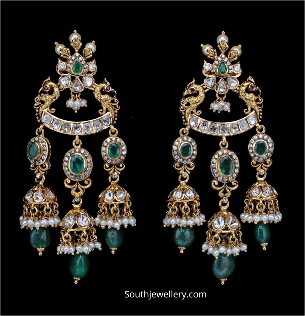 Antique gold multiple jhumka earrings Indian Jewellery Designs