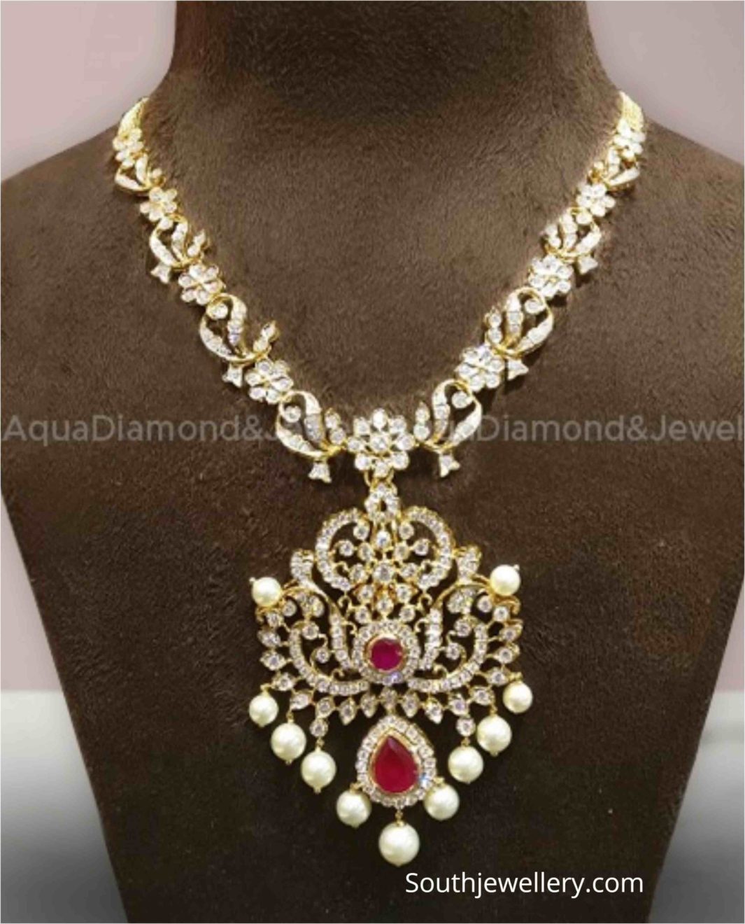 Closed setting diamond necklace Indian Jewellery Designs