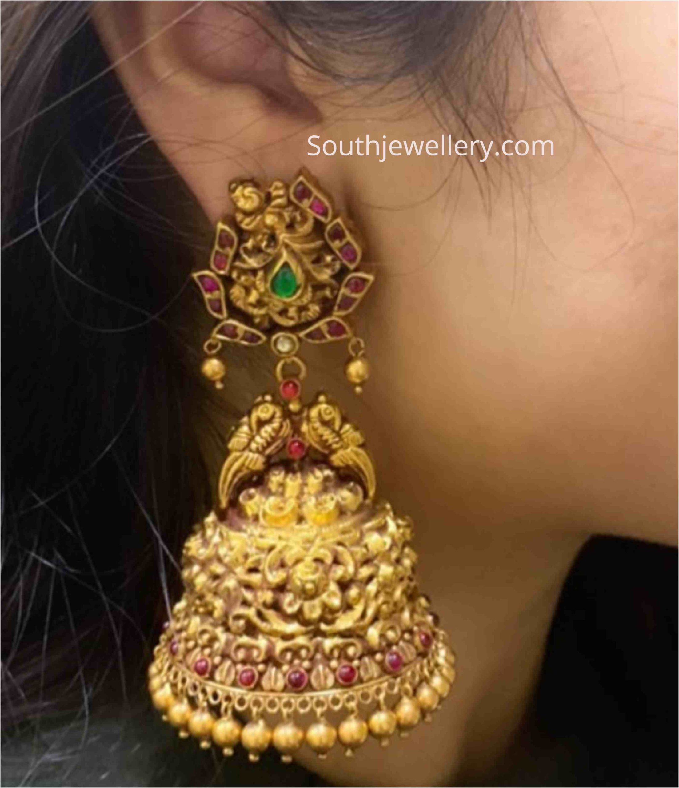 Gold Jhumkas by Khazana - Jewellery Designs